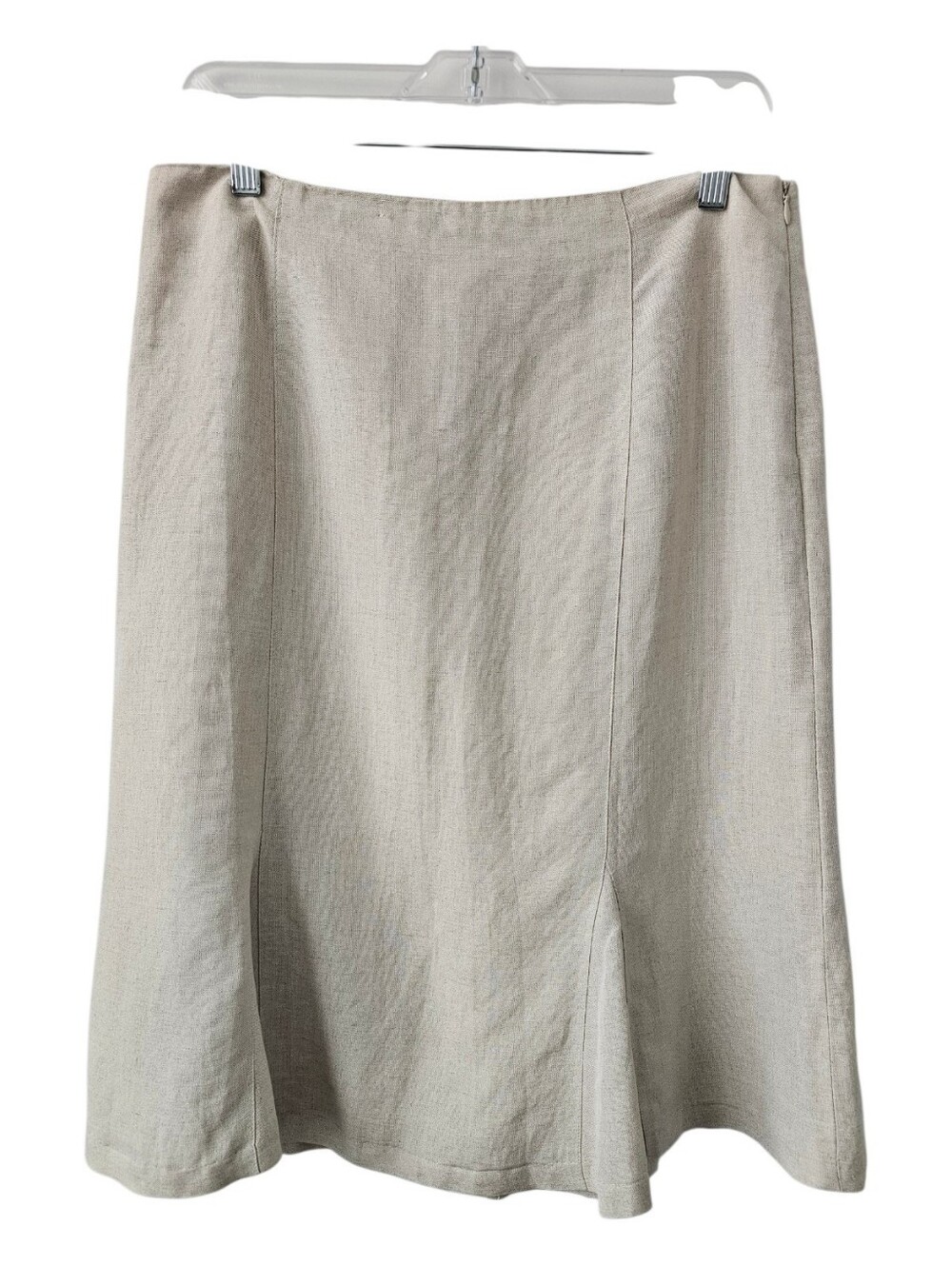 DAVID N Linen Blend 90s Midi Career Skirt Beige Size 10